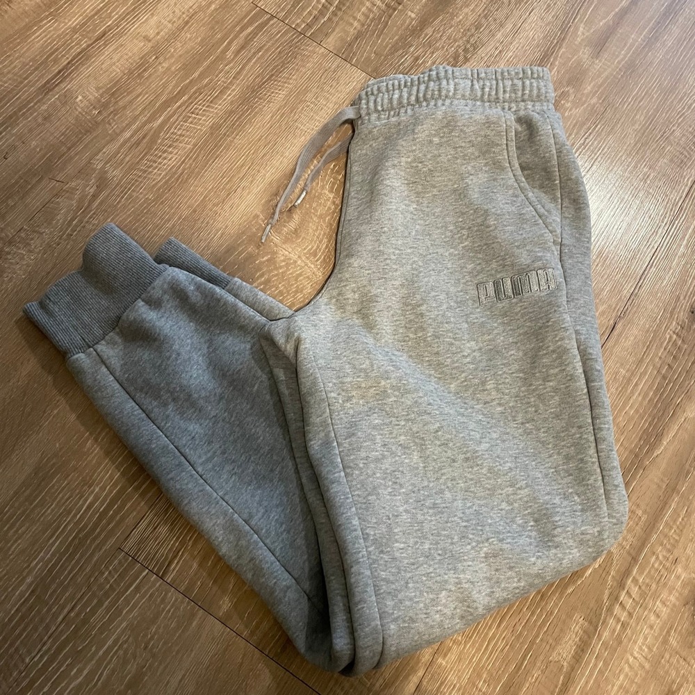 Puma Mens Joggers Medium Gray Cotton Blend Fleece Fall Sweatpants 671689-03